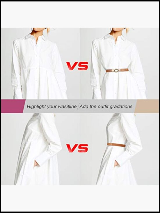 Vintage Stretch Waist Belt Set with Gold Buckle - Elastic Skinny Belts main image 5